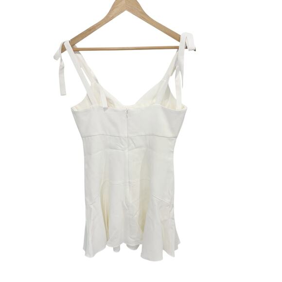 Cinq à Sept Tally Dress Ivory Women's Small Tie Shoulder Fluted Mini 8 NWT - Picture 3 of 7